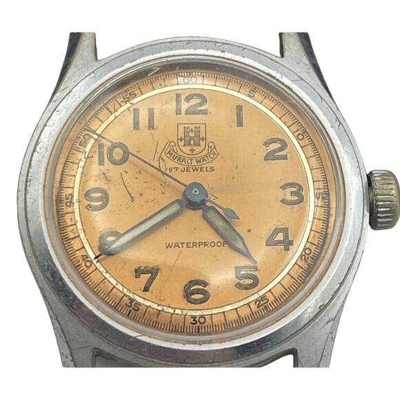 Vintage Muralt Mechanical Hand Wind Bronze Colored Dial Swiss Watch Runs - Picture 1 of 8